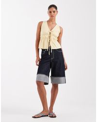 JJXX - Tokyo Wide Denim Jorts With Turn-ups - Lyst