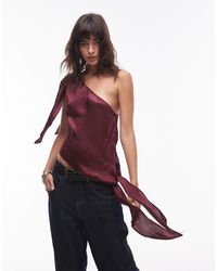 TOPSHOP - Knot One Shoulder Top - Lyst