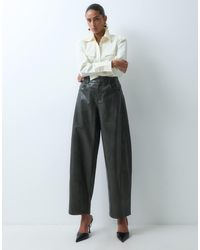 ASOS - Tailored Faux Leather Barrel Trousers - Lyst