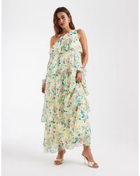 Vero Moda - Felicia One Shoulder Tiered Maxi Dress With Corsage Detail - Lyst