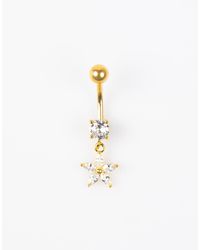 Lovisa - – bauchnabelpiercing aus vergoldetem titan mit blütenanhänger mit zirkonia - Lyst
