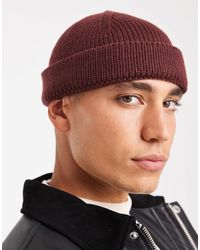 ASOS - Bonnet en maille à côtes anglaises - bordeaux - Lyst