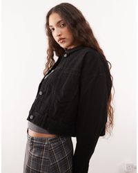 Noisy May - Boxy Cropped Denim Jacket - Lyst