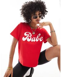 Monki - Short Sleeve T-shirt With Front 'babe' Graphic - Lyst