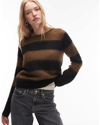 AllSaints - Pull en maille à rayures - marron et noir - Lyst