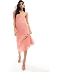 ASOS - Corset Bust Detail Bias Midi Dress - Lyst