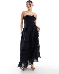 Abercrombie & Fitch - Strapless Broderie Detail Maxi Dress - Lyst
