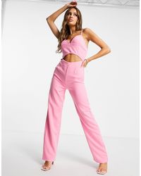 Naanaa Cut Out Wide Leg Jumpsuit - Pink