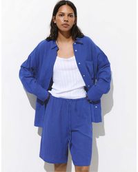 Pull&Bear - Bermuda style champêtre à rayures - indigo - Lyst