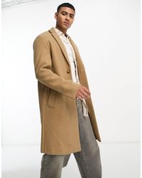Pull&Bear - Exclusivité asos - - manteau en laine mélangée - fauve - Lyst