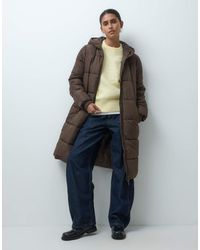 Pieces - Hooded Longline Padded Coat - Lyst