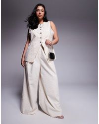ASOS - Curve - pantalon d'ensemble ample en lin orné - Lyst