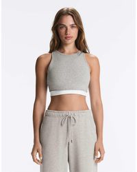 Oysho - Marl Overlay Halterneck Tank Top - Lyst
