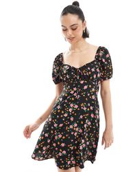 New Look - Vestito Milkmaid Corto A Fiori - Lyst