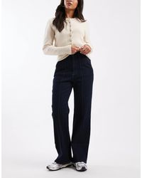 New Look - Vaqueros De Sastre Azul Marino De Pernera Ancha Con Costura Delantera De - Lyst