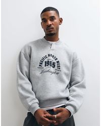 ASOS - Oversized Concealed Henley Crew With Front Pigment Print - Lyst