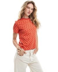 Calvin Klein - Camiseta Naranja Oscuro Con Estampado Integral De - Lyst