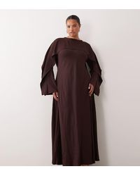 ASOS - Asos Design Curve Maxi Godets Dress With Cape - Lyst