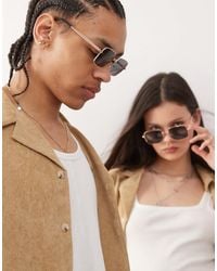 Reclaimed (vintage) - – eckige unisex-sonnenbrille im 90er-stil mit drahtgestell - Lyst