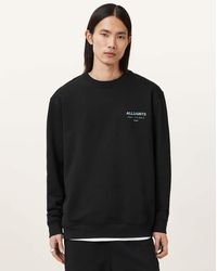 AllSaints - Sudadera Negro Azabache Y Azul Con Cuello Redondo Underground De - Lyst