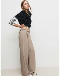 Stradivarius - Smart Wide Leg Trousers With Buckle Detail - Lyst