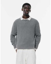 Pull&Bear - Vervaagde Gebreide Sweater Met Acid Wash - Lyst