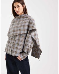 ASOS - Cape-Blouse Met Geborstelde Ruit - Lyst