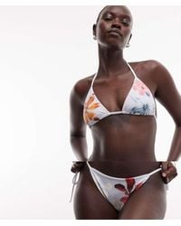 Daisy Street - Placement Floral Triangle Bikini Top And Tie Side Bottoms Set - Lyst