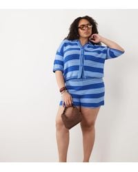 ASOS - Asos Design Curve Sally Beach Knit Button Through Top Co Ord - Lyst