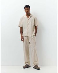 Pull&Bear - Pantalon en lin mélangé - beige - Lyst