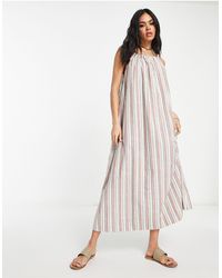 emory park - Linen Stripe Trapeze Midaxi Dress - Lyst
