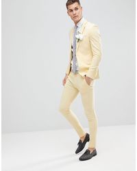 ASOS Wedding Super Skinny Suit Pants In Sherbet Lemon - Yellow