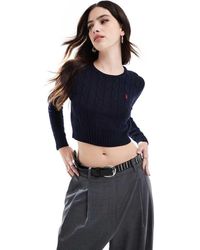 Polo Ralph Lauren - Maglione Taglio Corto Lavorato A Trecce Con Logo - Lyst