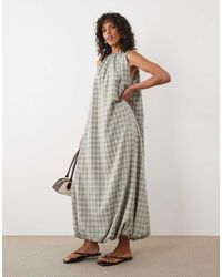 ASOS - Halter Neck Maxi Dress With Puff Hem - Lyst