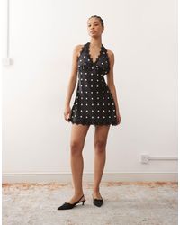 chinese dress ladies Shadea Applique Lace Mini Dress