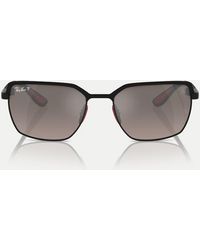 Ray-Ban - Rb3743M Scuderia Ferrari Collection Square Polarised Sunglasses With Mirrored Lens - Lyst