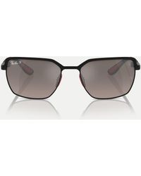 Ray-Ban - Rb3743M Scuderia Ferrari Collection Square Polarised Sunglasses With Mirrored Lens - Lyst