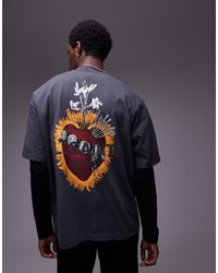 AllSaints - Heartfelt - t-shirt imprimé au dos - délavé - Lyst