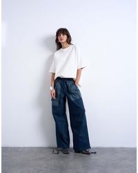 TOPSHOP - Two Toned Cargo Trousers With Deep Pockets - Lyst