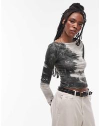 TOPSHOP - Top Monocromático De Manga Larga Con Estampado Gráfico Con Licencia De "El Maizal" De John Constable De La National Gallery De - Lyst