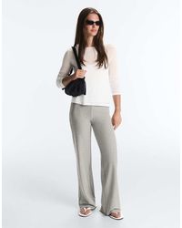 Oysho - Comfortlux High-Waisted Straight-Leg Heathered Trousers - Lyst