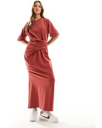 ASOS - Short Sleeve Midaxi Dress With Twist Detail - Lyst
