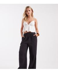 Only Petite - Cheesecloth Wide Leg Trouser - Lyst