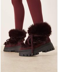 ASOS - Acclaim Shearling Lace Up Snow Boots - Lyst