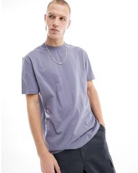 ASOS - Camiseta gris carbón holgada con cuello redondo - Lyst