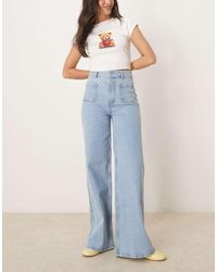 ASOS - Minimalistische Jeans Met Wijde Pijpen En Zakken Aan De Voorkant - Lyst
