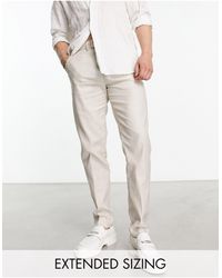 ASOS - Smart Slim Linen Mix Trousers - Lyst