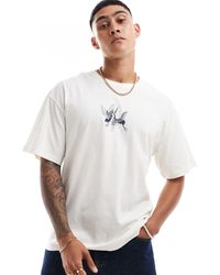 Jack & Jones - T-shirt bianca oversize con stampa di cicogne sul petto - Lyst