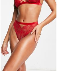 ASOS - Viv Lace And Mesh High Waisted Brazilian Panty With Velvet Trim - Lyst