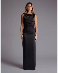 Vesper - Draped Satin Maxi Dress With Low Back - Lyst